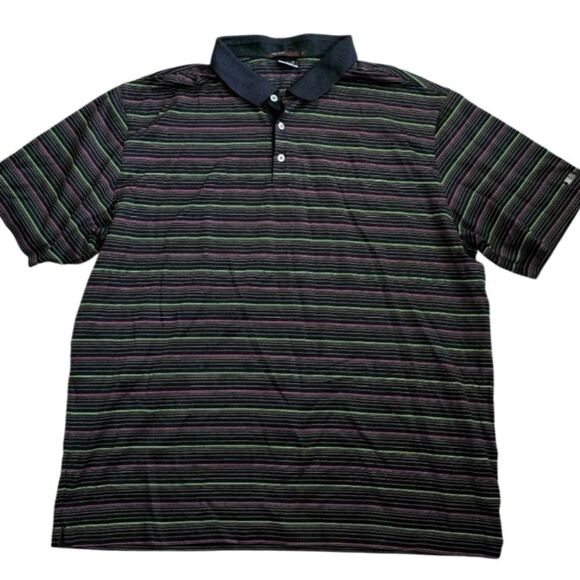 Nike Tiger Woods Golf Polo Men’s XL Striped Dri-FIT Performance Shirt - Picture 1 of 5
